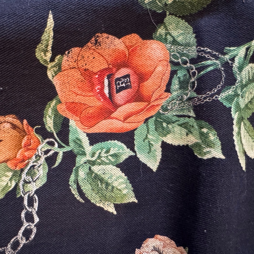 R13 Black Jean with Fun Multicolor Floral Print - Picture 6 of 13